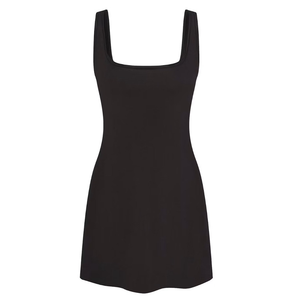 Skims Cotton Jersey Mini Dress Soot Black OP-DRS-12296 Medium